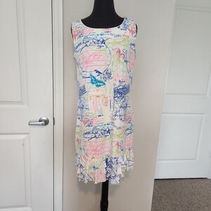 Colorful Script Print Midi Dress